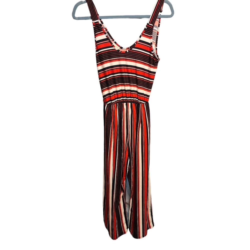 Striped Stretchy Sleeveless Jumpsuit - Picture 5 of 10